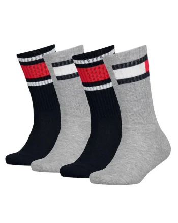 Set de sosete lungi cu logo - 4 perechi, Gri/Bleumarin