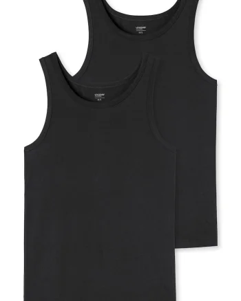 Set de topuri cu decolteu la baza gatului - 2 piese, Negru