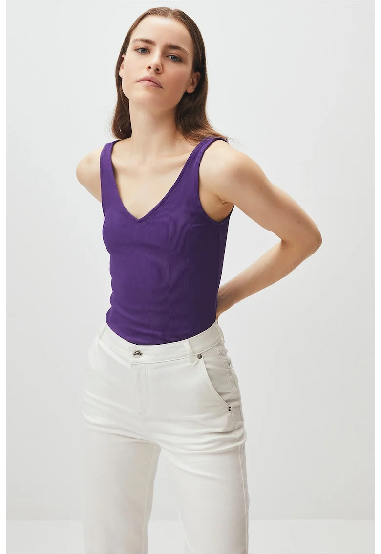 Top cu decolteu in V Unique, Violet