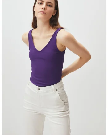 Top cu decolteu in V Unique, Violet