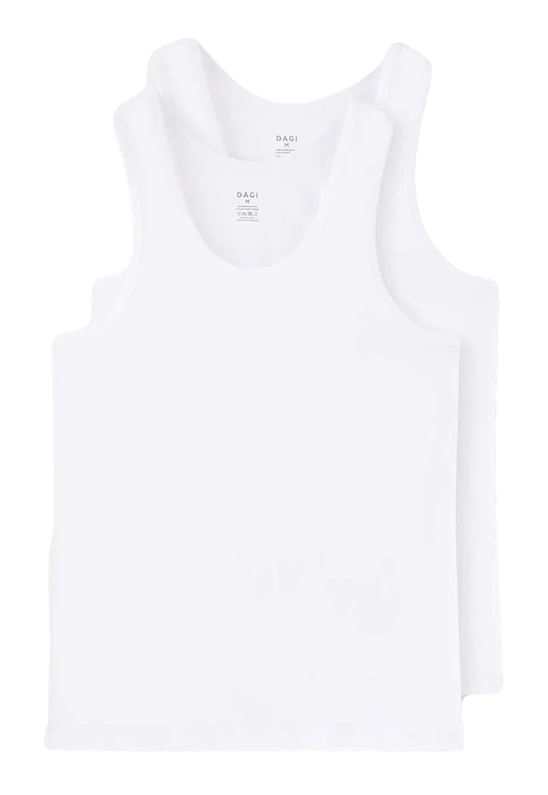 Set de top-uri cu decolteu rotund - 2 piese, Alb