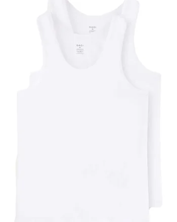 Set de top-uri cu decolteu rotund - 2 piese, Alb