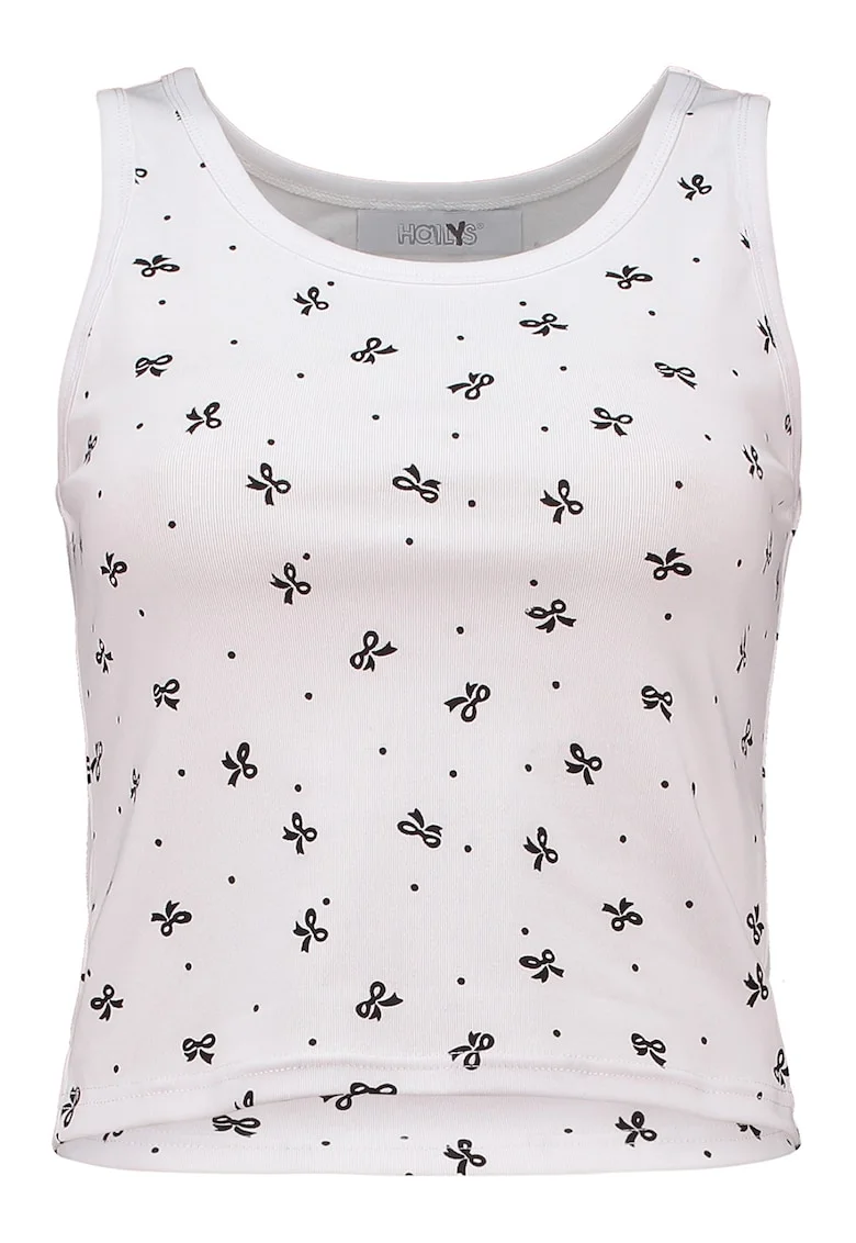 Top crop cu imprimeu, Alb/Negru