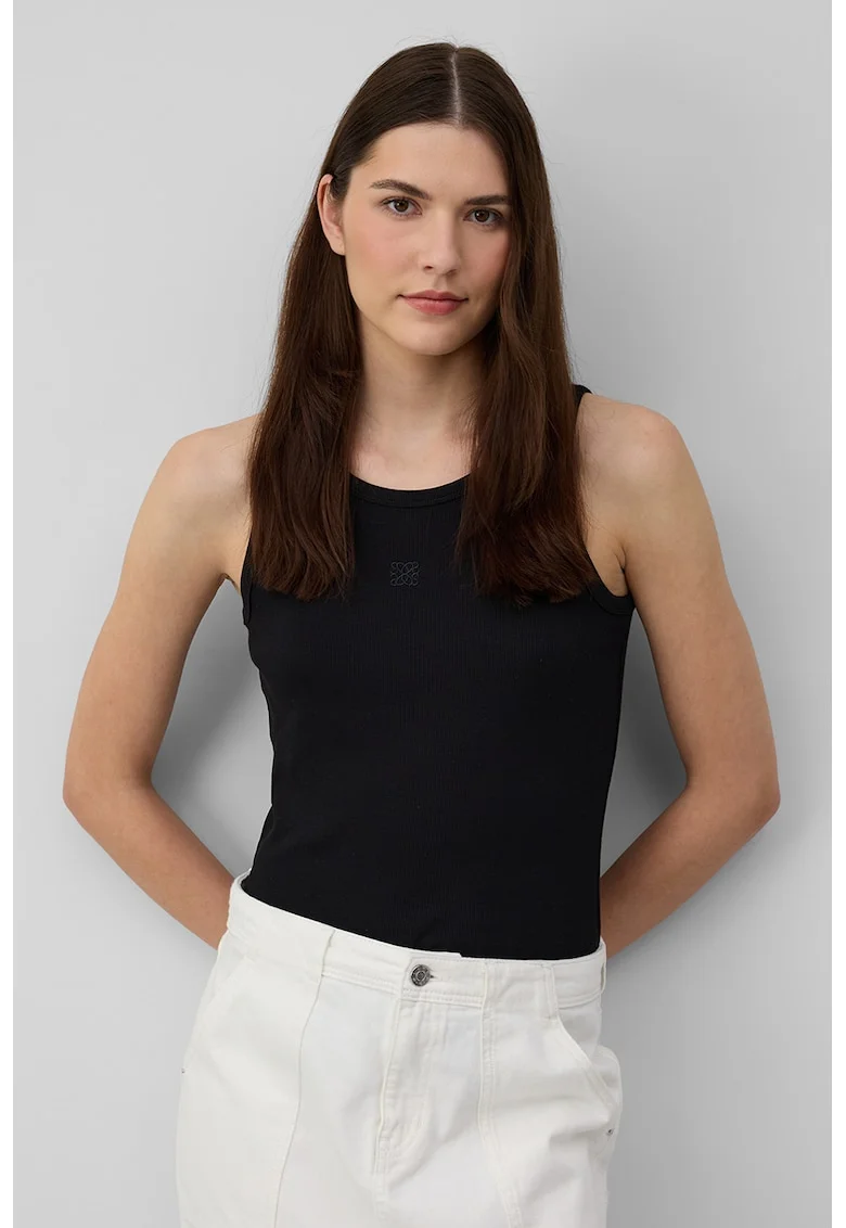 Top slim-fit, Negru