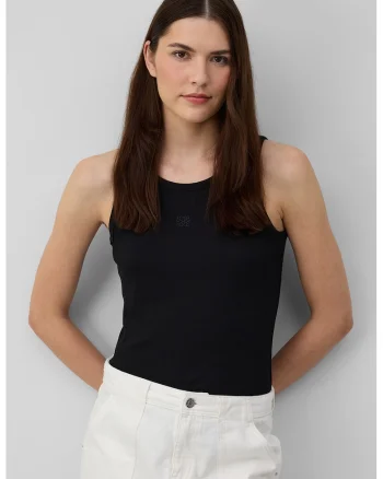 Top slim-fit, Negru