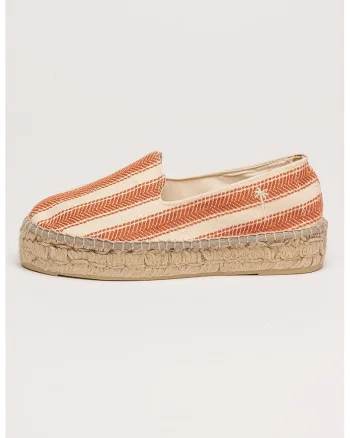 Espadrile din material textil Portofino, Alb fildes/Bej/Caramiziu