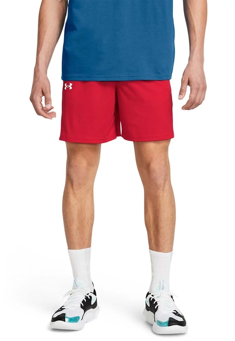 Pantaloni scurti pentru baschet Zone 7" Baseline, Rosu/Alb