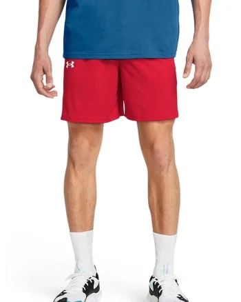 Pantaloni scurti pentru baschet Zone 7" Baseline, Rosu/Alb