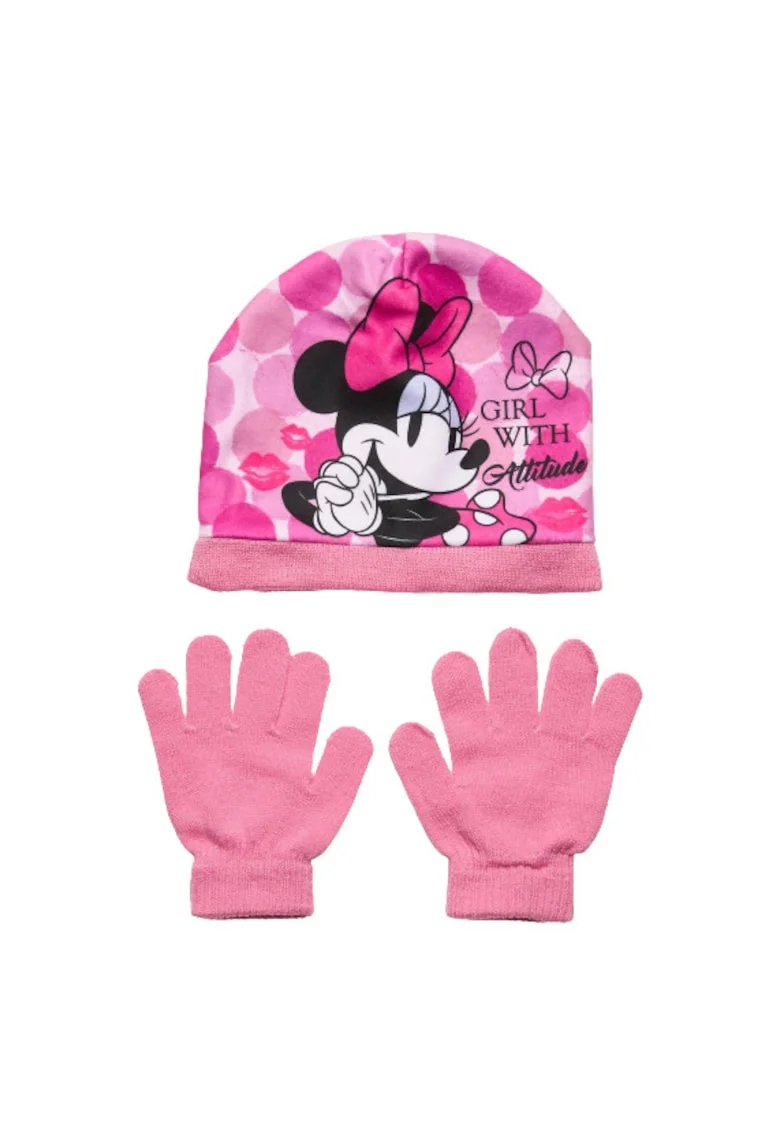 Set caciula si manusi  Dots 8764, Roz