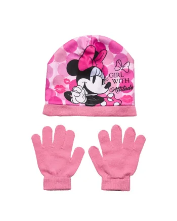 Set caciula si manusi  Dots 8764, Roz