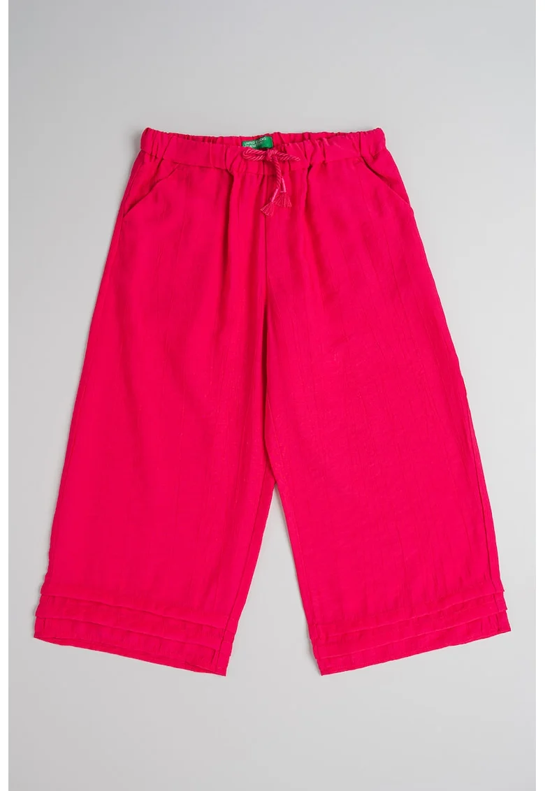 Pantaloni cu croiala ampla si snur, Fucsia