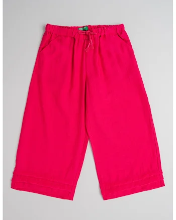 Pantaloni cu croiala ampla si snur, Fucsia