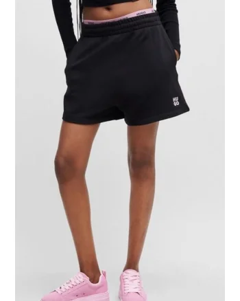 Pantaloni scurti cu talie medie si logo