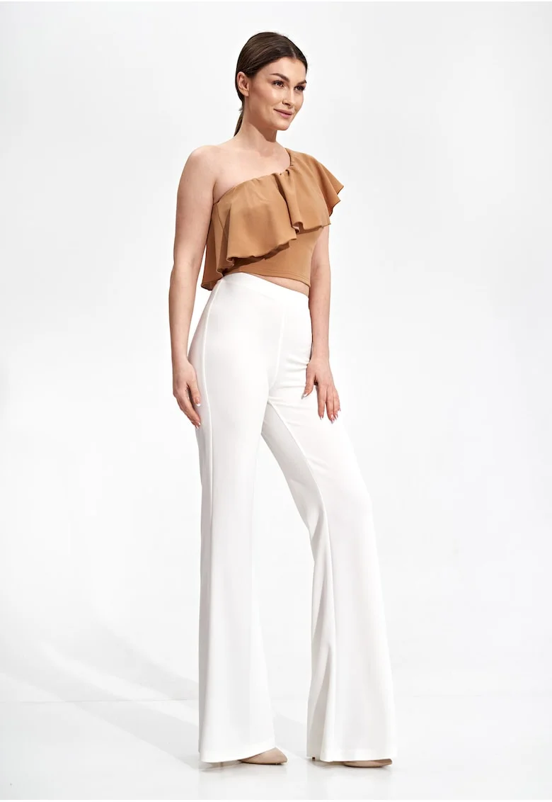 Top dama,  Poliester/Elastan, Cu volane, Bej