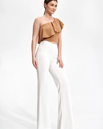 Top dama,  Poliester/Elastan, Cu volane, Bej