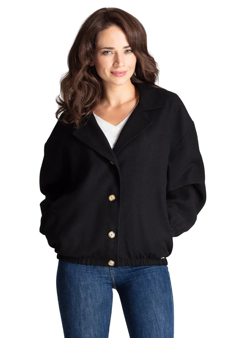 Jacheta dama L075,  Negru, Poliester/Viscoza,