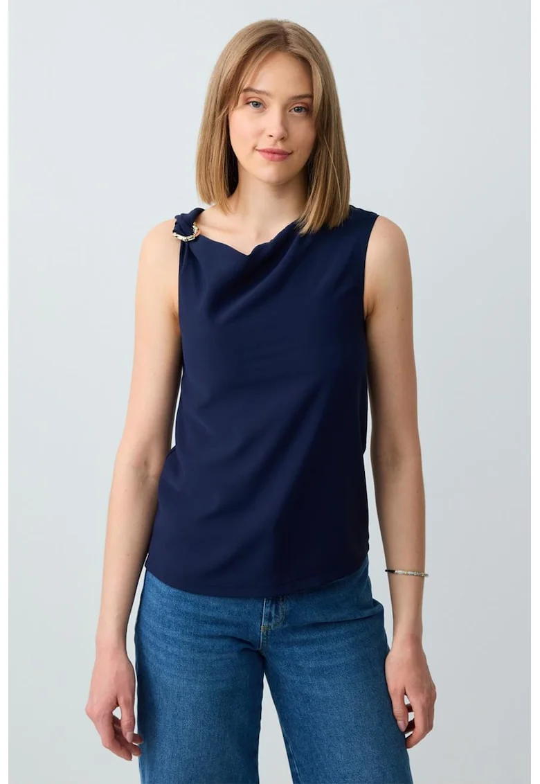 Top cu detaliu metalic, Bleumarin