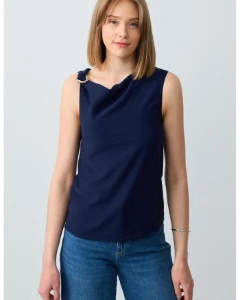 Top cu detaliu metalic, Bleumarin