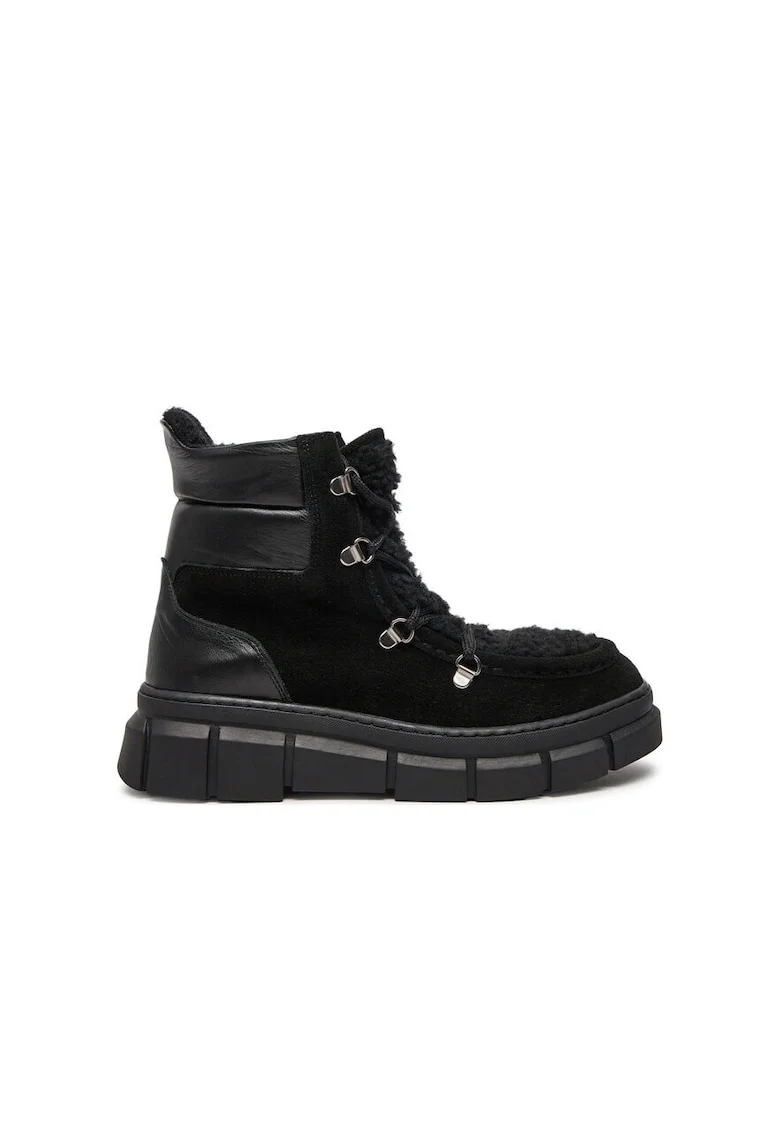 Pantofi sport dama,  73548, Piele naturala, Negru, Negru