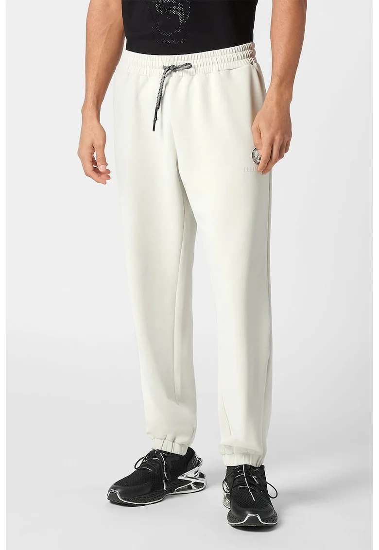 Pantaloni cu mansete elastice pentru fitness, Alb fildes