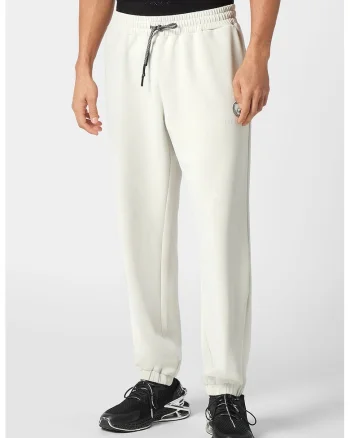 Pantaloni cu mansete elastice pentru fitness, Alb fildes