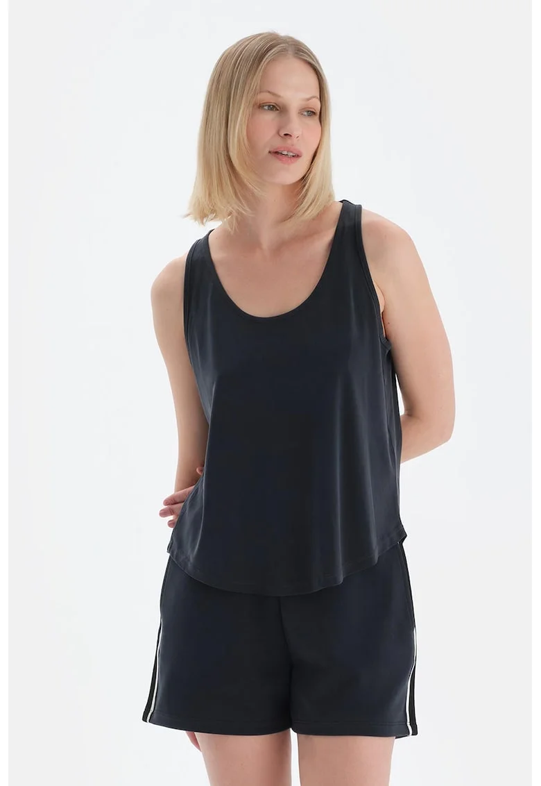 Top lejer din amestec de modal, Negru