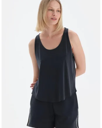 Top lejer din amestec de modal, Negru