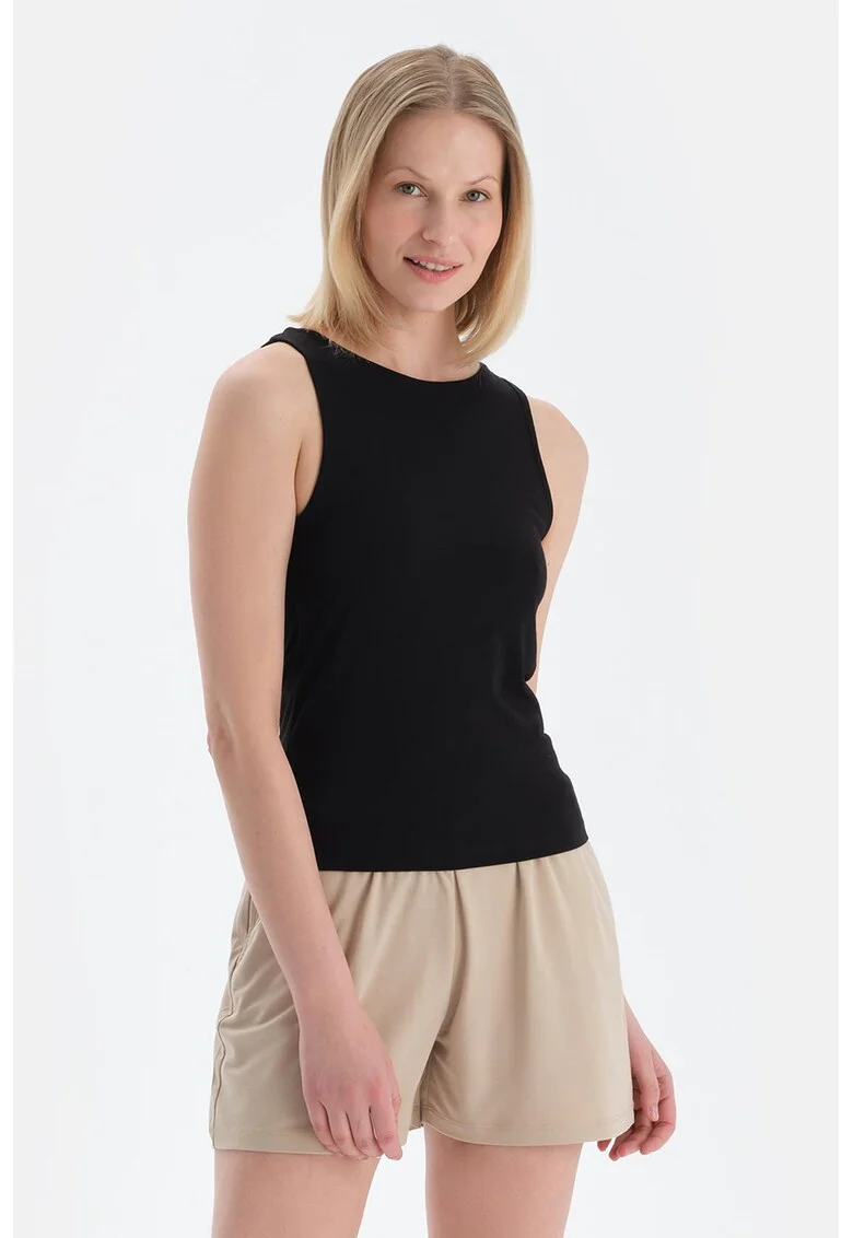 Top slim fit, Negru