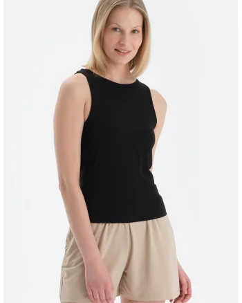 Top slim fit, Negru