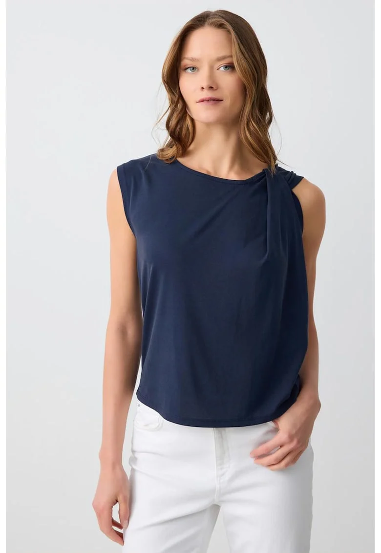 Top din amestec de modal cu detaliu rasucit, Bleumarin