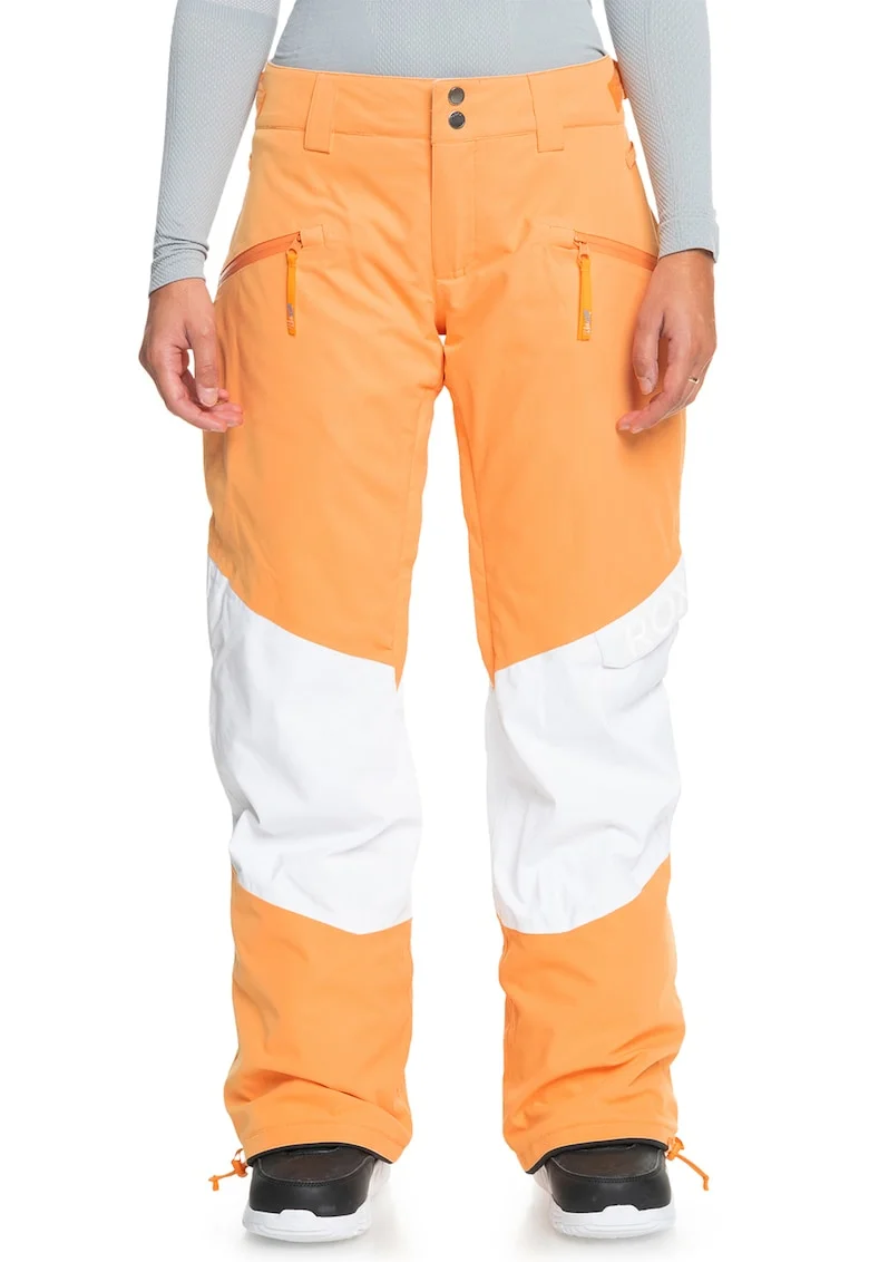 Pantaloni impermeabili, pentru schi Kim, Alb/Portocaliu