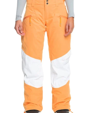 Pantaloni impermeabili, pentru schi Kim, Alb/Portocaliu