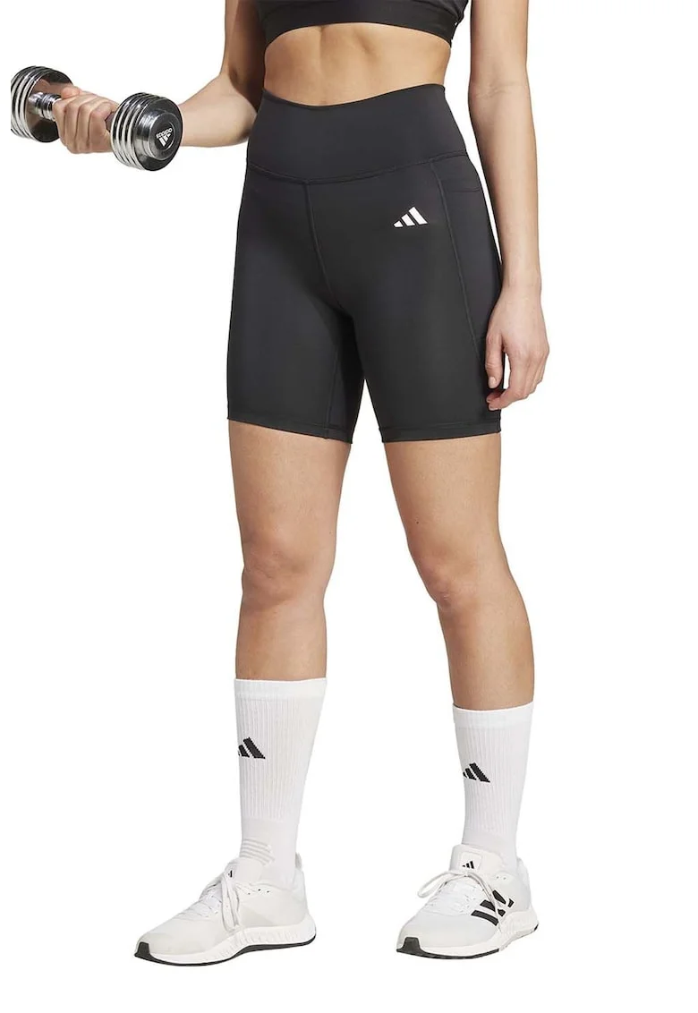 Colanti scurti cu detalii logo, pentru fitness, Negru