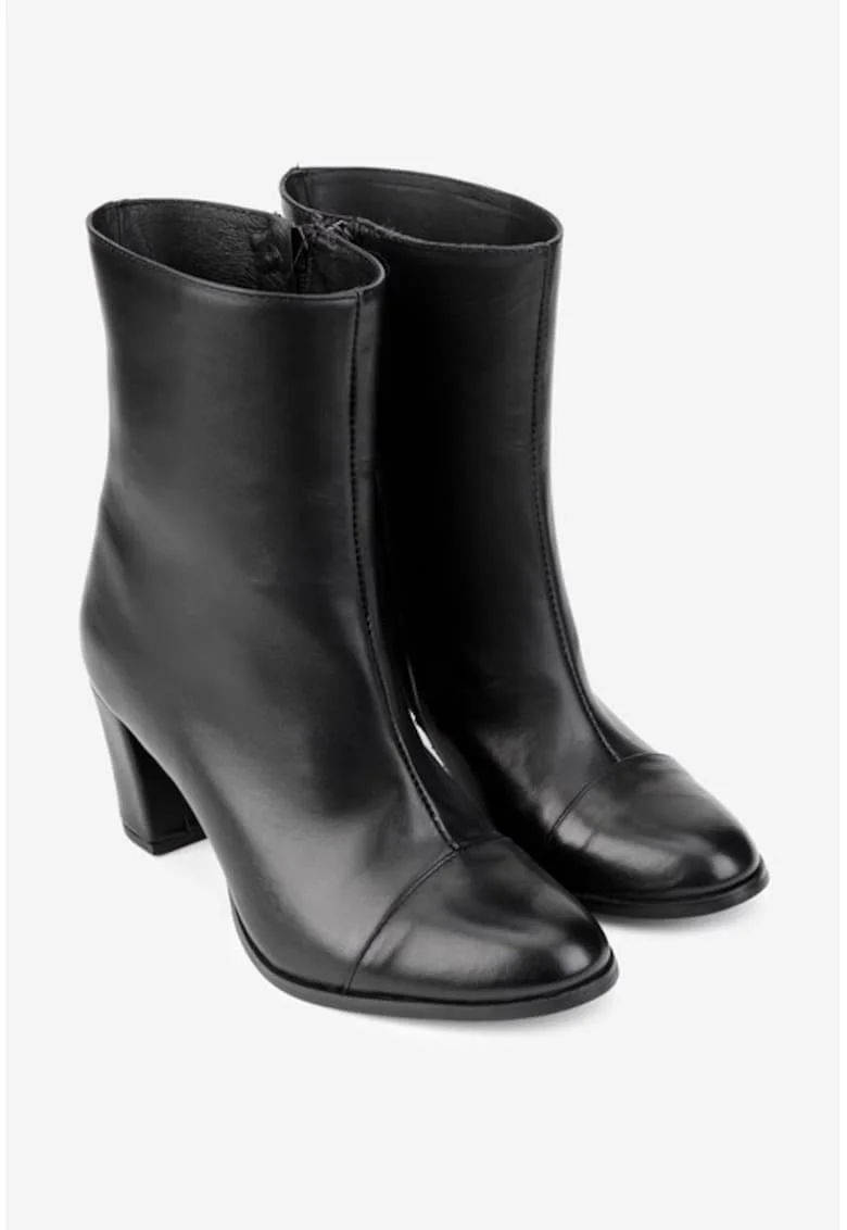 Botine dama din piele naturala negre, Negru
