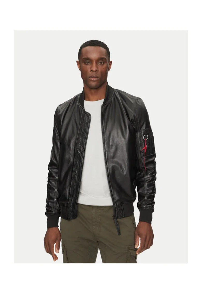 Geaca barbati,  305301574, Piele naturala, Negru, Negru