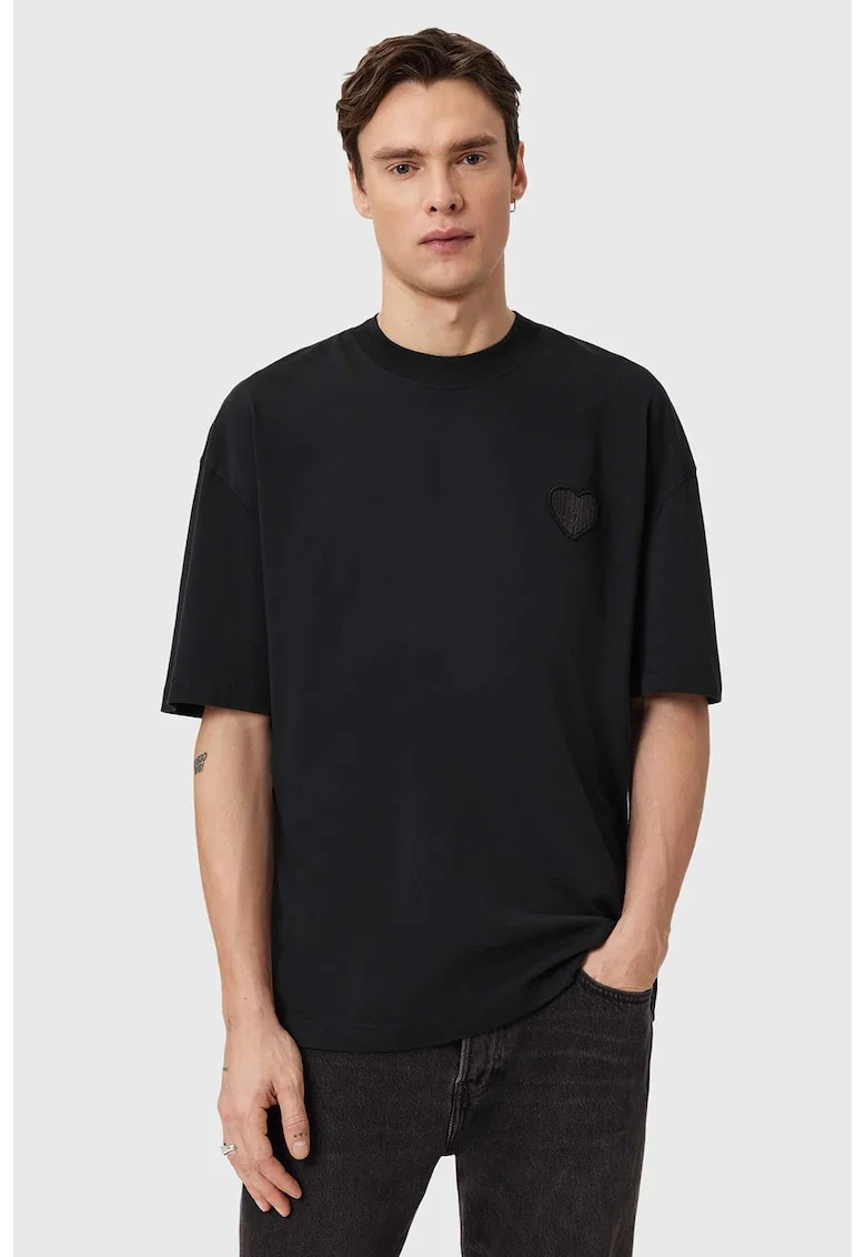 Tricou lejer din bumbac cu inima, Negru