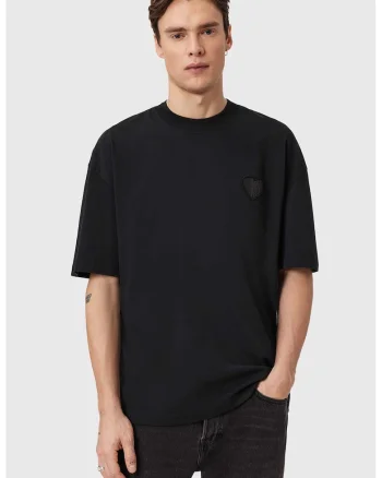 Tricou lejer din bumbac cu inima, Negru