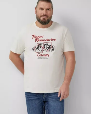 Tricou regular fit cu imprimeu text, Crem