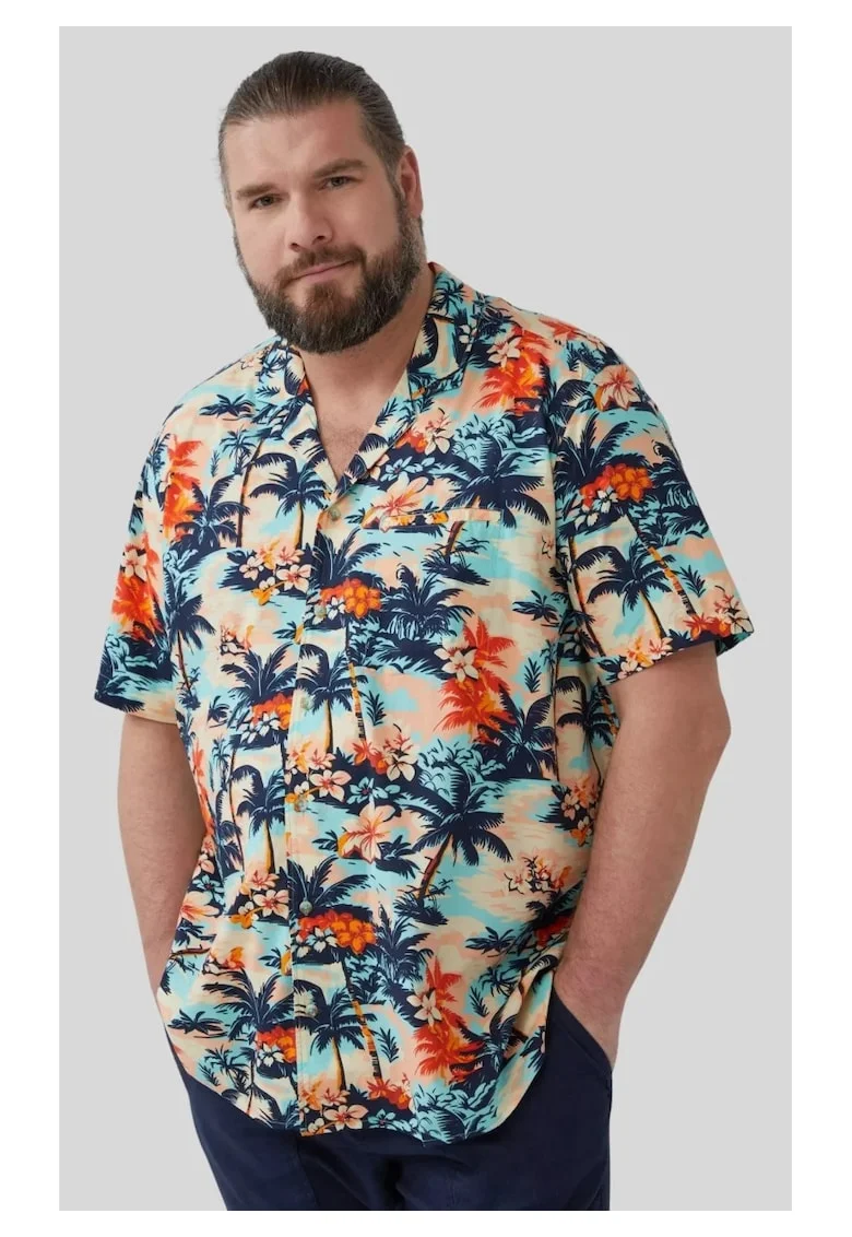 Camasa regular fit, cu imprimeu tropical, Multicolor