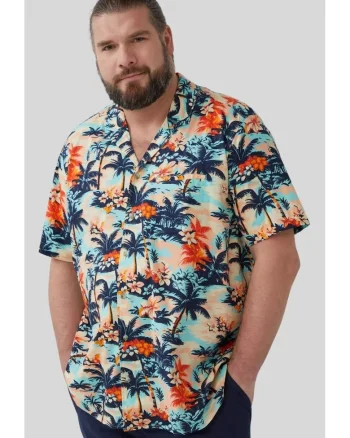 Camasa regular fit, cu imprimeu tropical, Multicolor