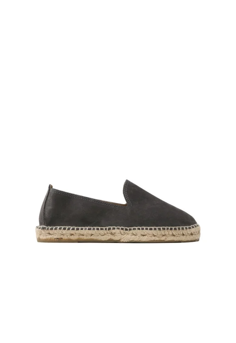 Mocasini dama  piele intoarsa, gri, espadrile plate