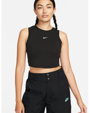 Top crop din amestec de lyocell cu detaliu logo, Negru