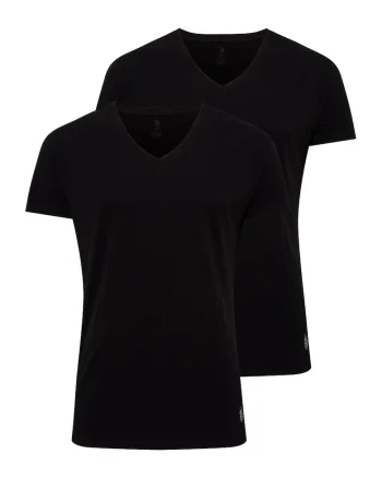 U.S.Polo Assn., Set de tricouri de casa cu decolteu in V - 2 piese, Alb/Negru