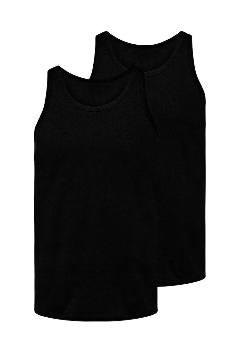 Set de topuri din bumbac, 2 piese, Negru