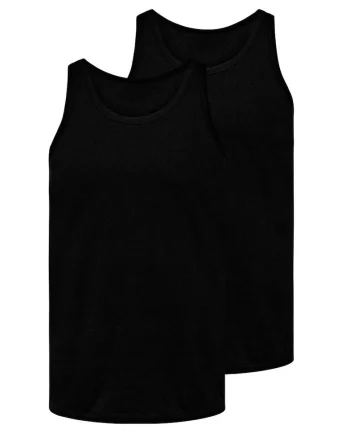 Set de topuri din bumbac, 2 piese, Negru