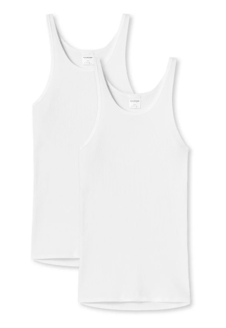 Set de topuri uni cu striatii - 2 piese, Alb