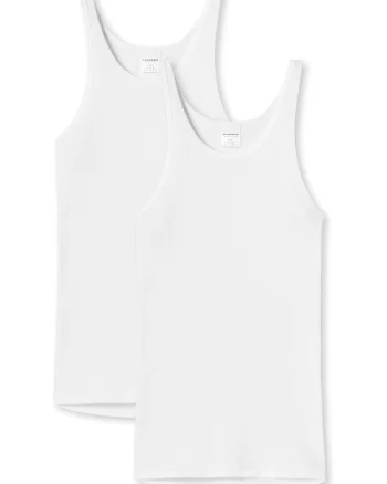 Set de topuri uni cu striatii - 2 piese, Alb