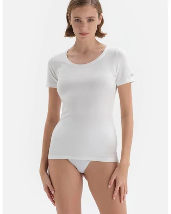 Tricou de casa cu decolteu rotund, Alb