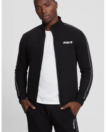 Bluza de trening cu insertii logo, pentru fitness, Negru
