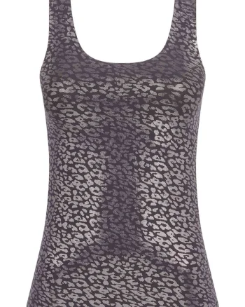 Top cu decolteu rotund, Negru